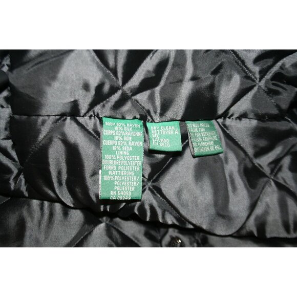 Ralph Lauren Black Velvet Faux Fur Collar Jacket Womens L Quilted Classic Luxe - Picture 5 of 9